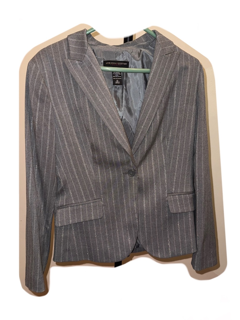 New York & Company Gray Pinstripe Blazer